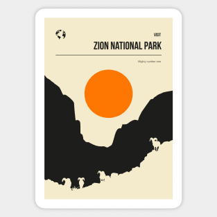 Zion National Park Vintage Minimal Retro Travel Poster Sticker